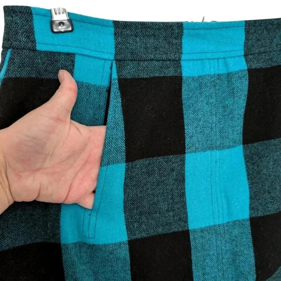 Banana Republic  Mini Skirt Turquoise Black Buffalo Plaid Check Women's size 10 - Picture 6 of 15